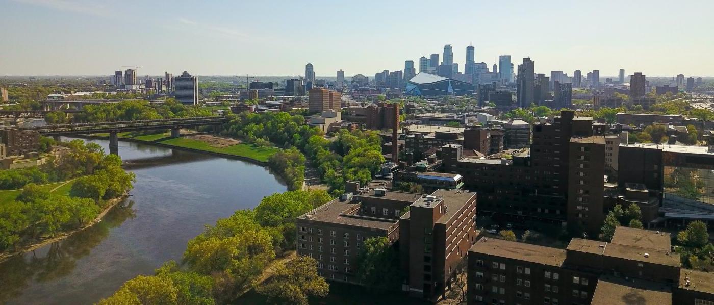 drone view of minneapolis